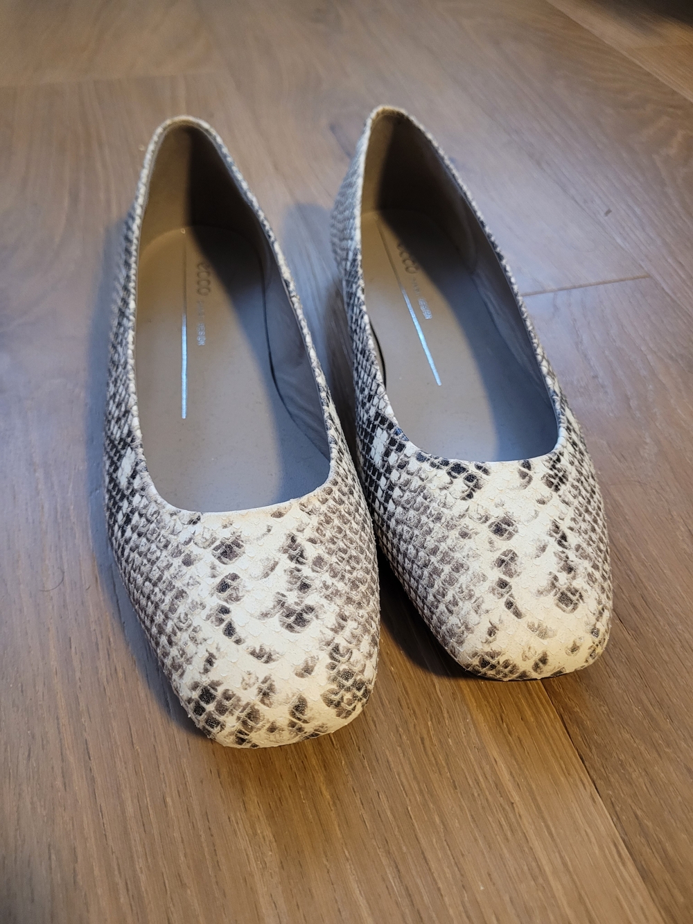 Ecco Women's Snake-Print Square-Toe Flats, Never Worn
